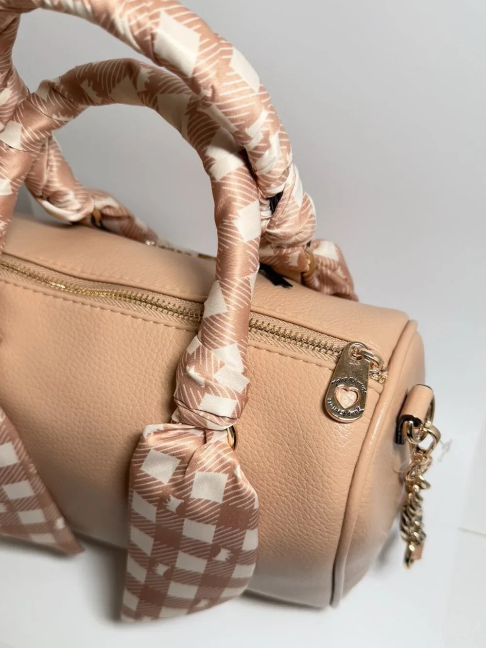 Juicy Couture Forever Fab Scarf Satchel Buff Beige NWT Logo Handbag Purse